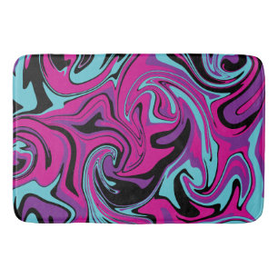 Tapete De Banheiro Derramar - Rosa, Púrpura, Azul e Preto