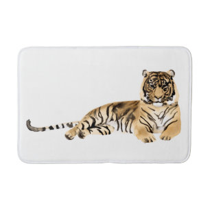 Tapete De Banheiro Descarte de Tigre de Aquarela