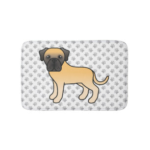 Tapete De Banheiro Desenhado Inglês Mastiff Bolo Cartoon Cão e Patas