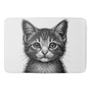 Tapete De Banheiro Desenho Adorável de Gato Jovem