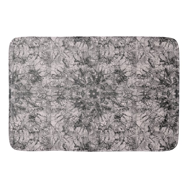 Tapete De Banheiro Desenho de Mandala preto e Rosa chic (Frente)
