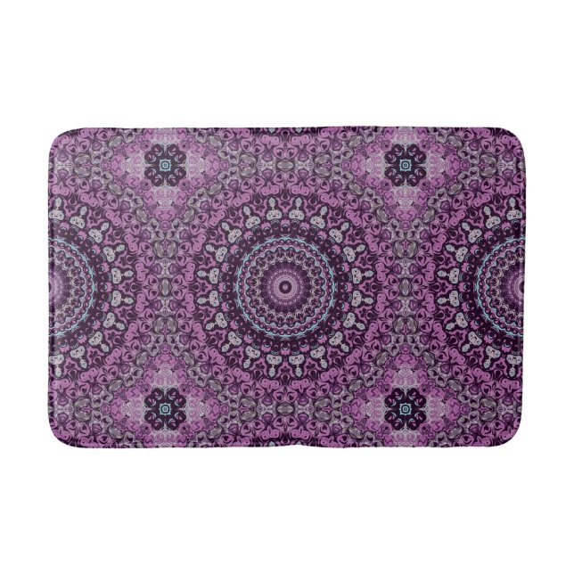Tapete De Banheiro Desenho de Mandala Roxo e Lavanda (Frente)
