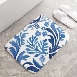Tapete De Banheiro Desenho Floral Azul e Branco | Padrão Chinoiserie