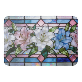 Tapete De Banheiro Desenho Floral de Lírio de Vidro Colorido Elegante