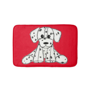 Tapete De Banheiro Desenho simples de um cão dalmata de pelúcia em pr