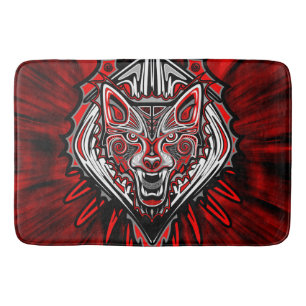 Tapete De Banheiro Desenho Totêmico Tribal Haida de Lobo