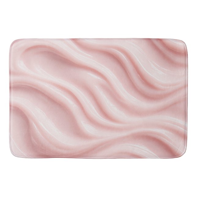 Tapete De Banheiro Design Abstrato Creme Rosa (Frente)