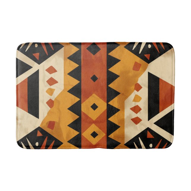 Tapete De Banheiro Design africano em castanho e preto (Frente)