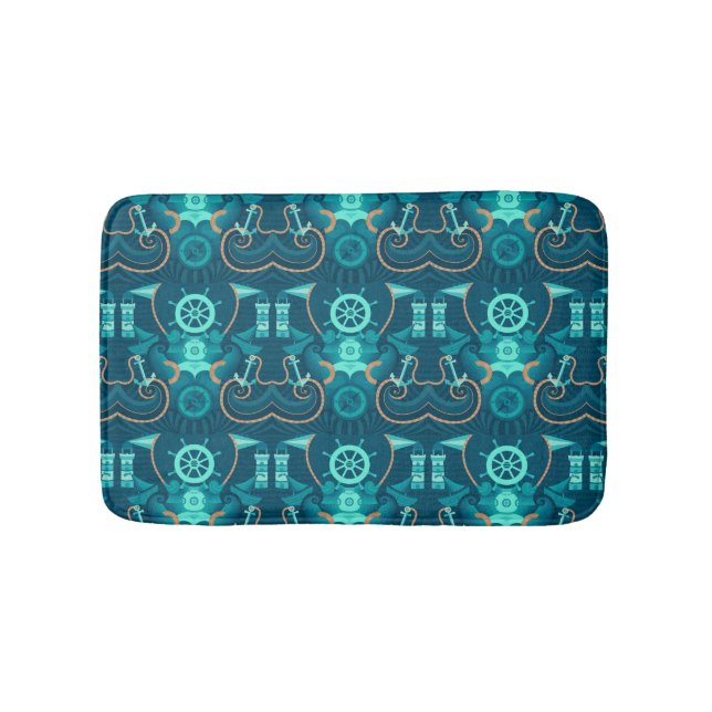 Tapete De Banheiro Design azul náutico (frente)