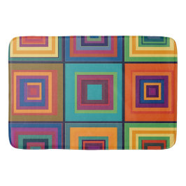 Tapete De Banheiro Design de Bloco Retroativo Colorido