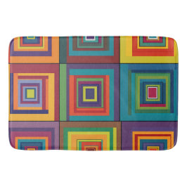 Tapete De Banheiro Design de Bloco Retroativo Colorido