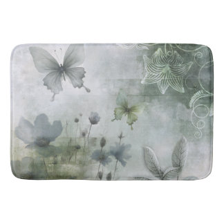Tapete De Banheiro Design de Borboletas Flores Abstratas Vintage 401