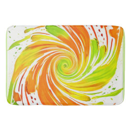 Tapete De Banheiro Design de espiral verde e laranja