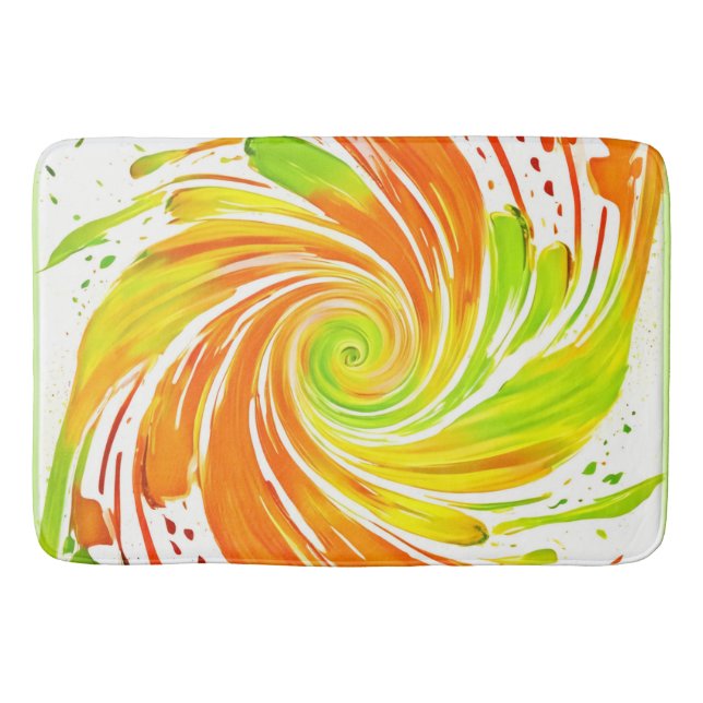 Tapete De Banheiro Design de espiral verde e laranja (Frente)