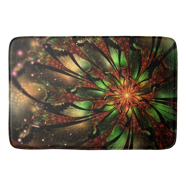 Tapete De Banheiro design de flor fractal abstrato. (Frente)