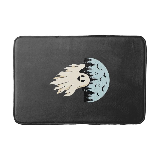 Tapete De Banheiro Design de Floresta da Lua Fantasma de Halloween_1 (Frente)