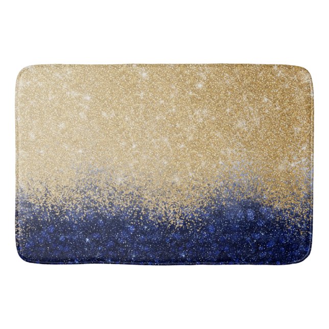 Tapete De Banheiro Design de luxo de Ombre Dourado e azul com brilho (Frente)