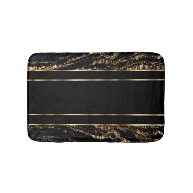 Tapete De Banheiro Design de mármore preto e Dourado (frente)