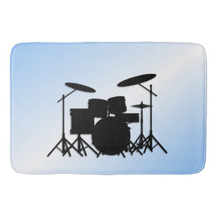 Tapete De Banheiro Design de Música de Bateria Azul