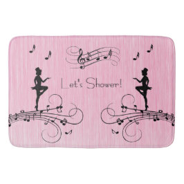 Tapete De Banheiro Design de Música para Chuveiro Rosa