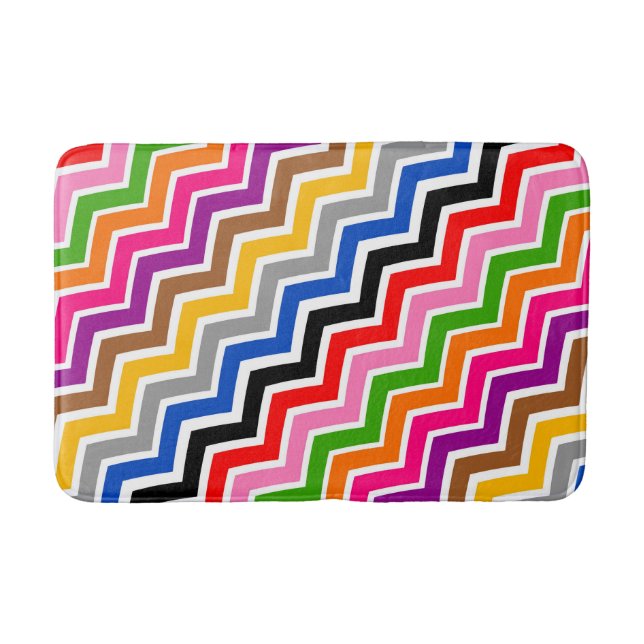 Tapete De Banheiro Design de Padrão Zigzag Chevron com várias cores (Frente)