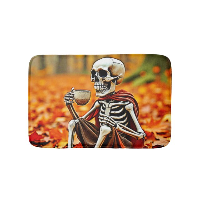Tapete De Banheiro Design de Quebra de Café do Skeleton do Autumn (frente)