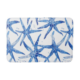 Tapete De Banheiro Design de Starfish branco e azul
