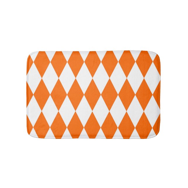 Tapete De Banheiro Design de Verificadores de Ouros Branco Laranja (frente)