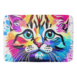 Tapete De Banheiro Design de Vibrações de Gatinho Vívidas