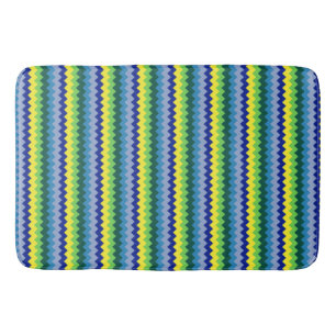 Tapete De Banheiro Design de Zig-zag - Matriz Verde e Azul