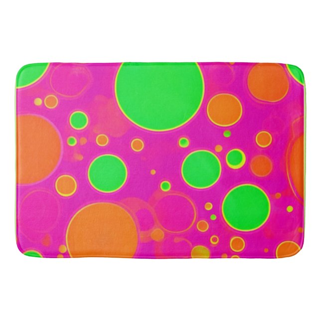 Tapete De Banheiro Design do círculo retrorreflector Neon Pink & Gree (Frente)