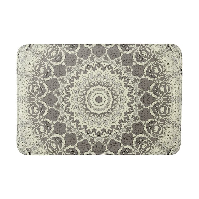 Tapete De Banheiro Design do padrão Beige e Taupe Mandala (Frente)
