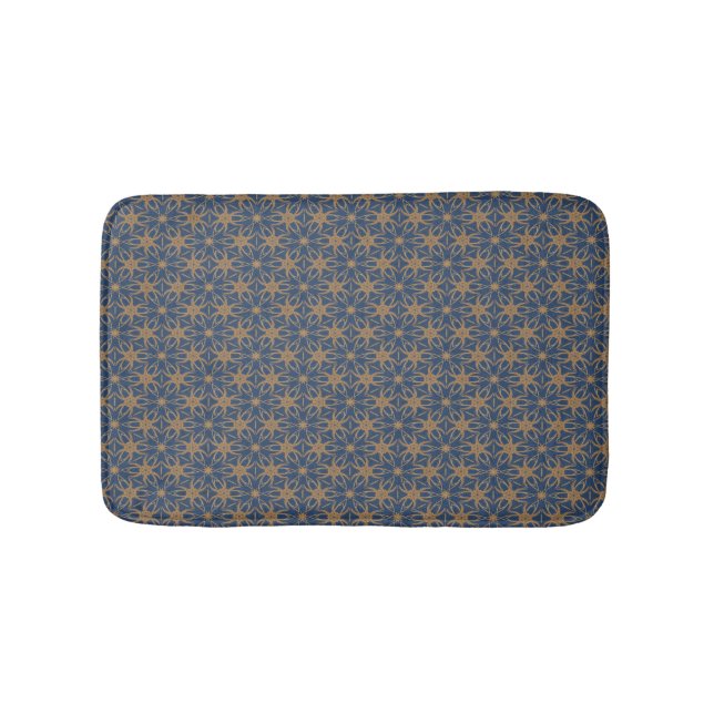 Tapete De Banheiro Design Petal Dourada e azul (frente)