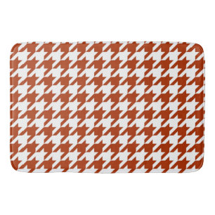 Tapete De Banheiro Design Xadrez Houndstooth Marrom Branco