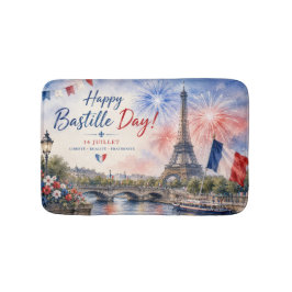 Tapete De Banheiro Dia da Bastilha Torre Eiffel Rio Sena fogos de art