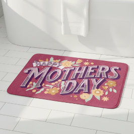 Tapete De Banheiro Dia de as mães de Tipografia Vintage Wavy Vermelho
