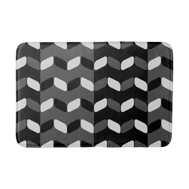 Tapete De Banheiro Diagonal Rectangles Black Dark Gray (Frente)