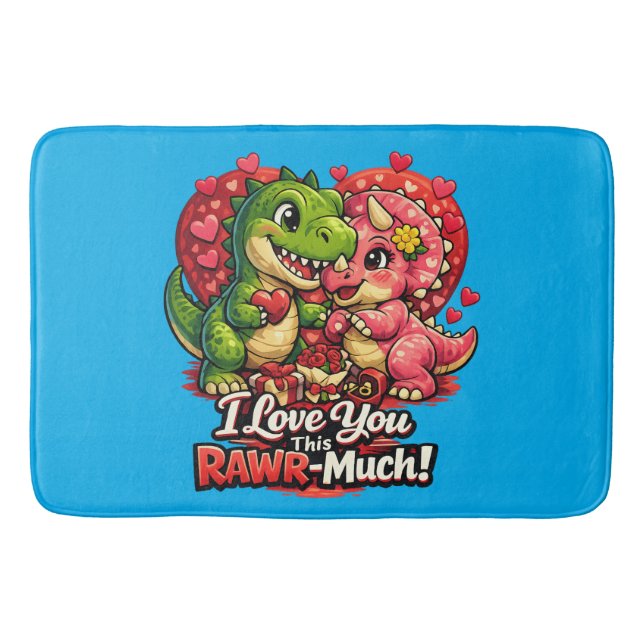 Tapete De Banheiro Dino Hearts Rawr Much Valentine,Couple Anniversary (Frente)
