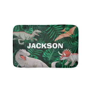 Tapete De Banheiro Dinossauro Personalizado para Crianças Dino Juráss