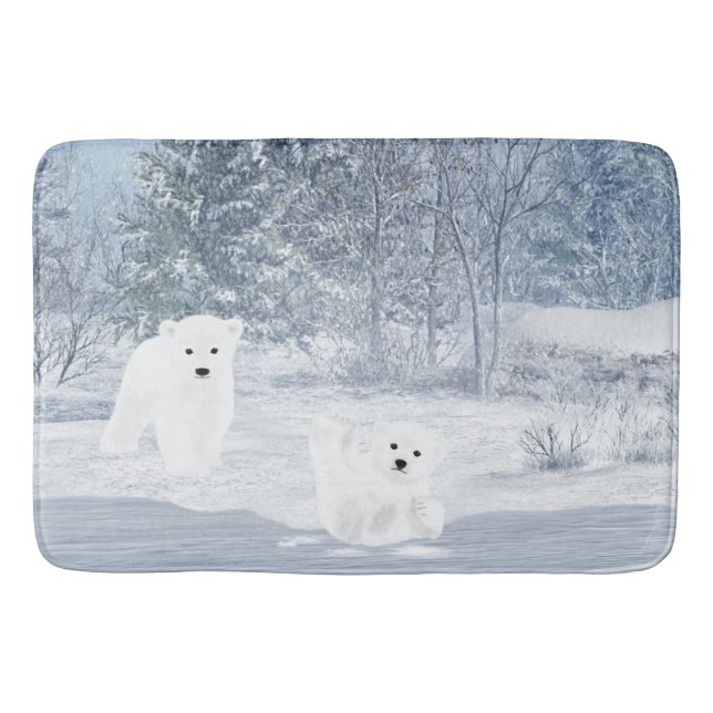 Tapete De Banheiro Divertimento da neve - urso Cubs polar, (Frente)