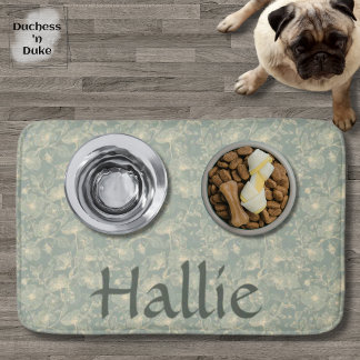 Tapete De Banheiro Dog Placemat - Sage Green Botanical, Personalized 