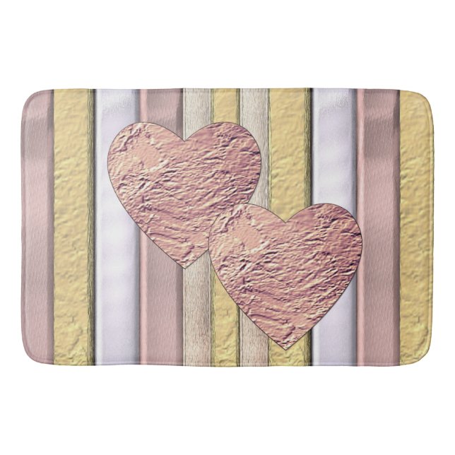 Tapete De Banheiro dois corações com brilho (Frente)