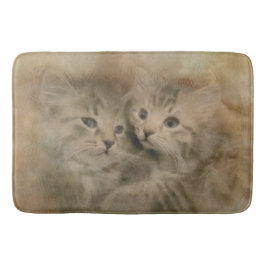 Tapete De Banheiro Dois Gatinhos De Cinza Cortada Em Aquarela