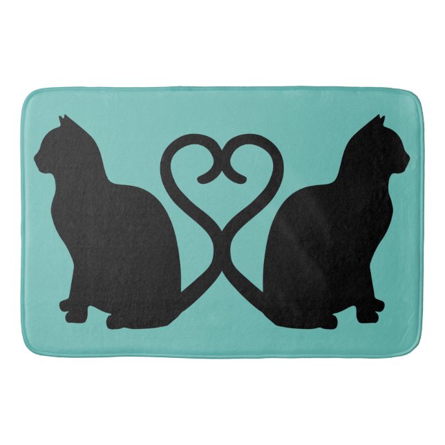 Tapete De Banheiro Dois gatos no amor Silhouette Bath Mat (Frente)