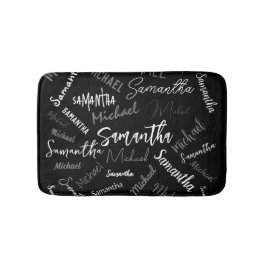 Tapete De Banheiro Dois nomes casal padrão monograma cinza preta bran