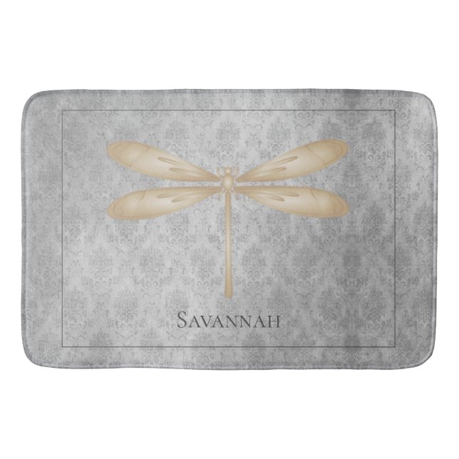 Tapete De Banheiro Dourada Dragonfly Damask (Frente)