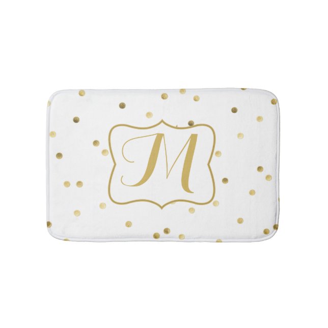 Tapete De Banheiro Dourada Glitter Confetti Dot Polka Pattern Mat (frente)