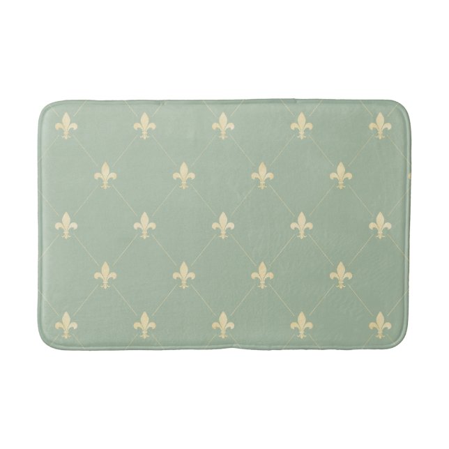 Tapete De Banheiro Dourado Fleur-de-Lis Sage (Frente)