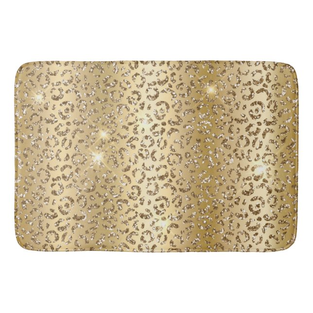 Tapete De Banheiro Dourado Glam Glitter Leopardo (Frente)
