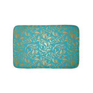 Tapete De Banheiro Dourado Gradiente - Damasco Floral